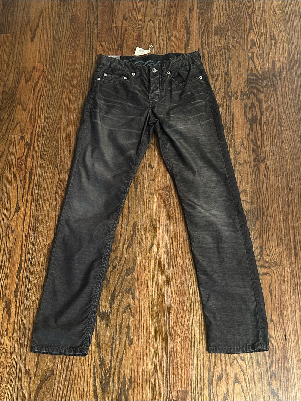 NWT Stitch's Black Corduroy Pants Coated Worn Finish Sz 31